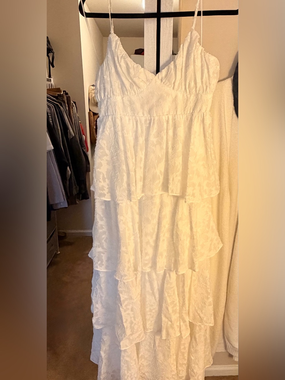 Free the Roses White Tiered Lace Maxi Skirt